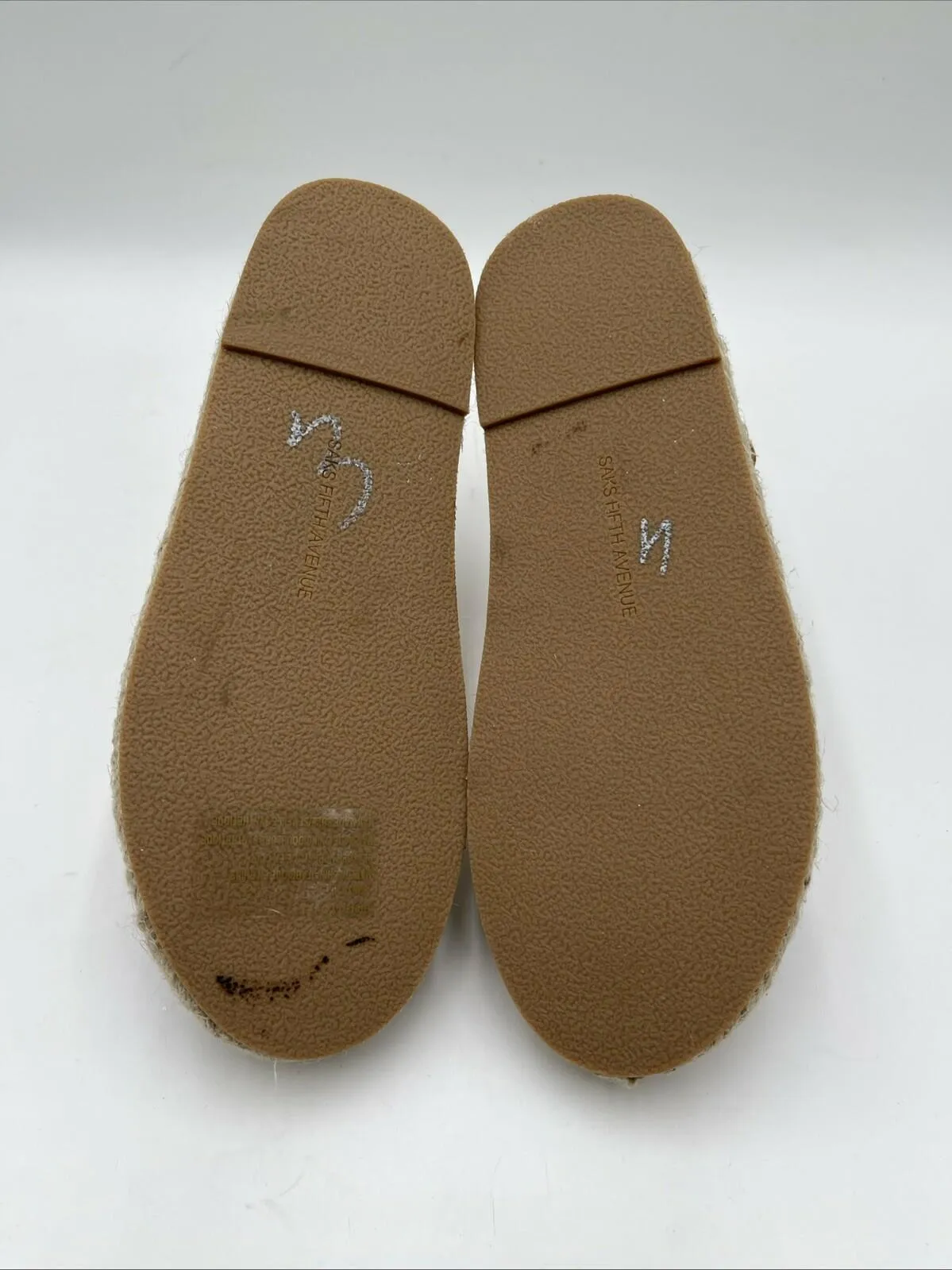 Saks Fifth Avenue Women’s Liz Leather Espadrille Sandals Brown Size 7.5M/37.5 - Very Good