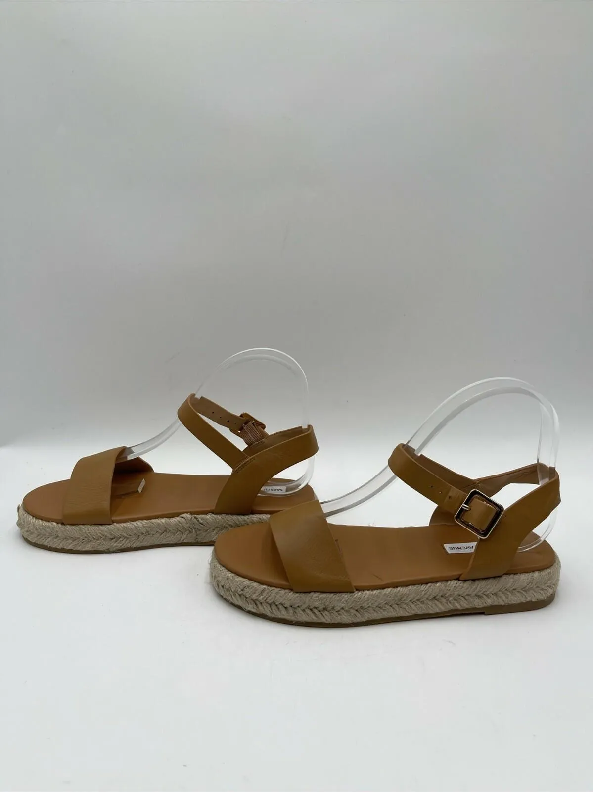 Saks Fifth Avenue Women’s Liz Leather Espadrille Sandals Brown Size 7.5M/37.5 - Very Good