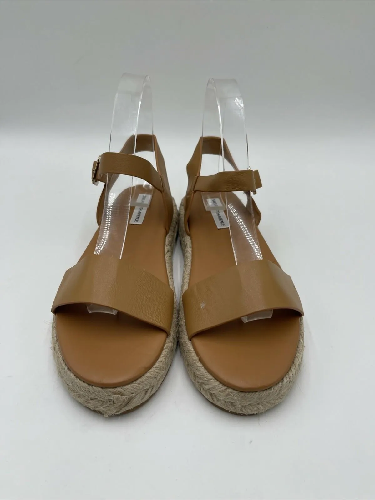 Saks Fifth Avenue Women’s Liz Leather Espadrille Sandals Brown Size 7.5M/37.5 - Very Good