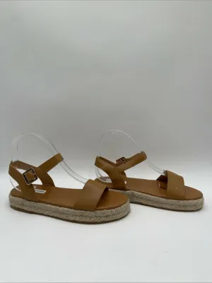 Saks Fifth Avenue Women’s Liz Leather Espadrille Sandals Brown Size 7.5M/37.5 - Very Good