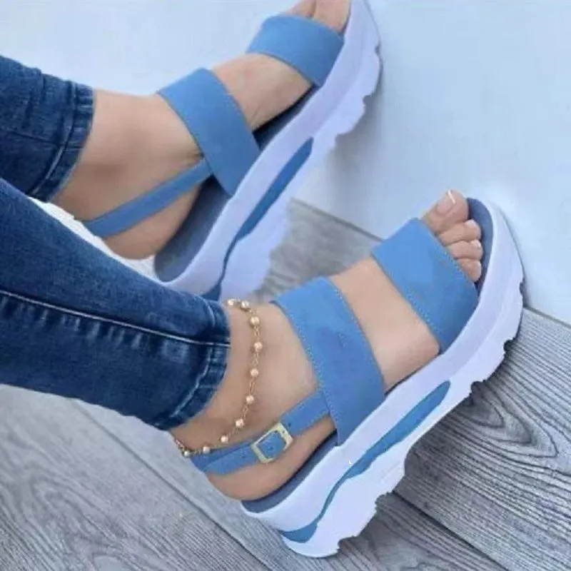 Sandals Heels Platform Wedges Shoes Ladies Summer Sandals Buckle Non-slip Beach Sandals 35~43