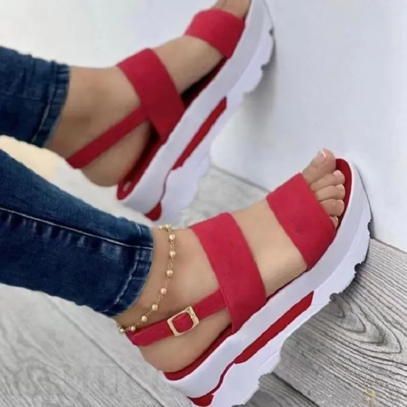 Sandals Heels Platform Wedges Shoes Ladies Summer Sandals Buckle Non-slip Beach Sandals 35~43