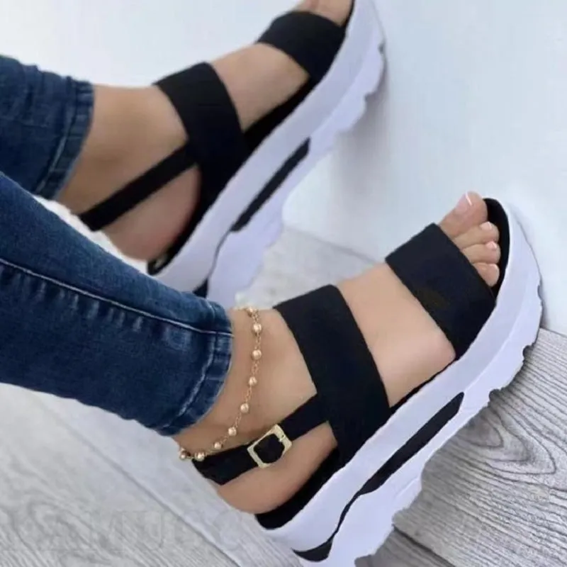 Sandals Heels Platform Wedges Shoes Ladies Summer Sandals Buckle Non-slip Beach Sandals 35~43