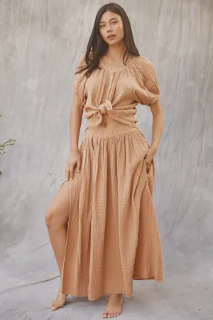 SARDINIA midi skirt in double gauze - latte