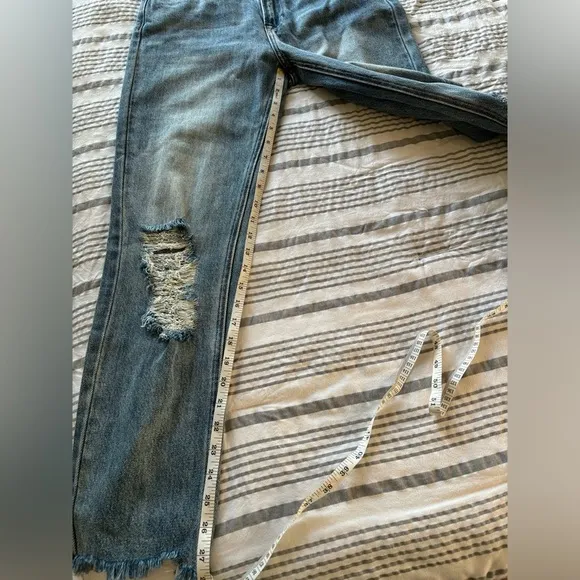 Shop Stevie Distressed High Waisted Straight Leg Cut Off Jeans Womens Size 28