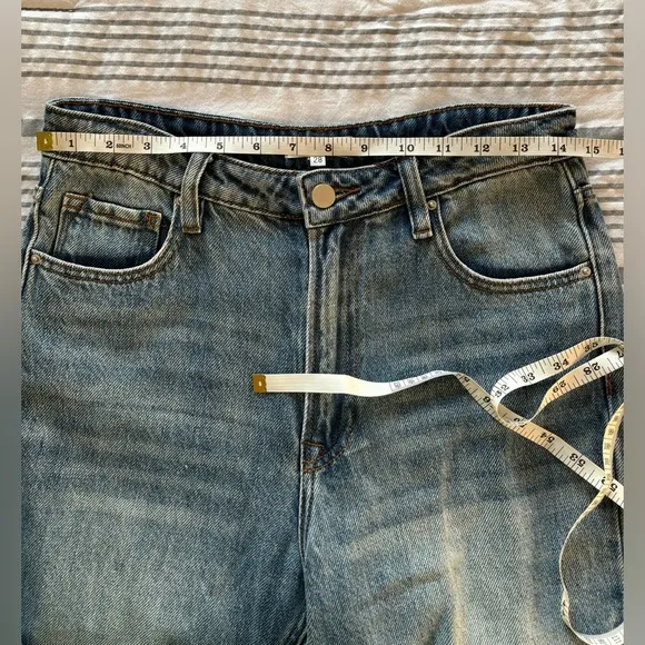 Shop Stevie Distressed High Waisted Straight Leg Cut Off Jeans Womens Size 28