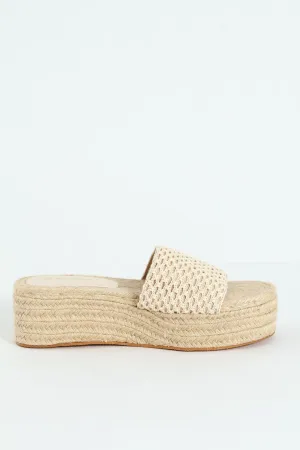 Single Banded Mule Espadrille Flatform Sandal - Natural