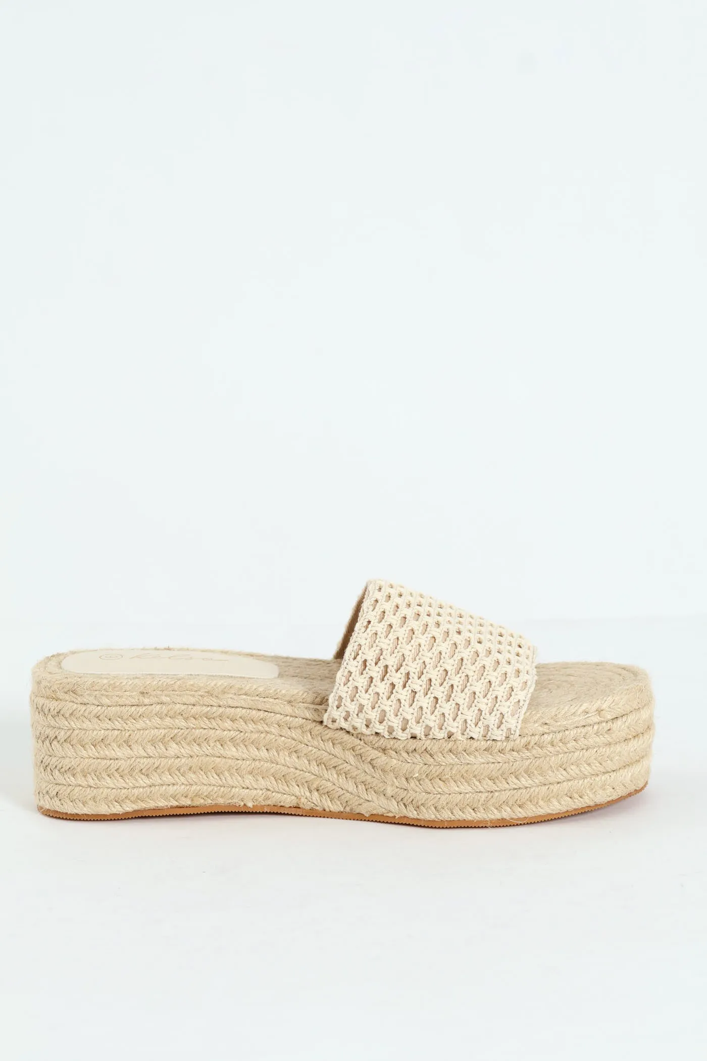 Single Banded Mule Espadrille Flatform Sandal - Natural