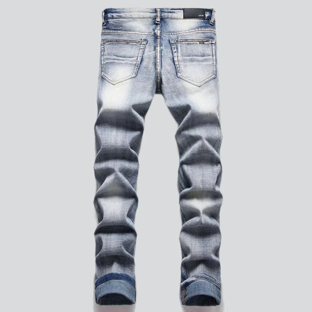 Skinny stretch distressed men jeans