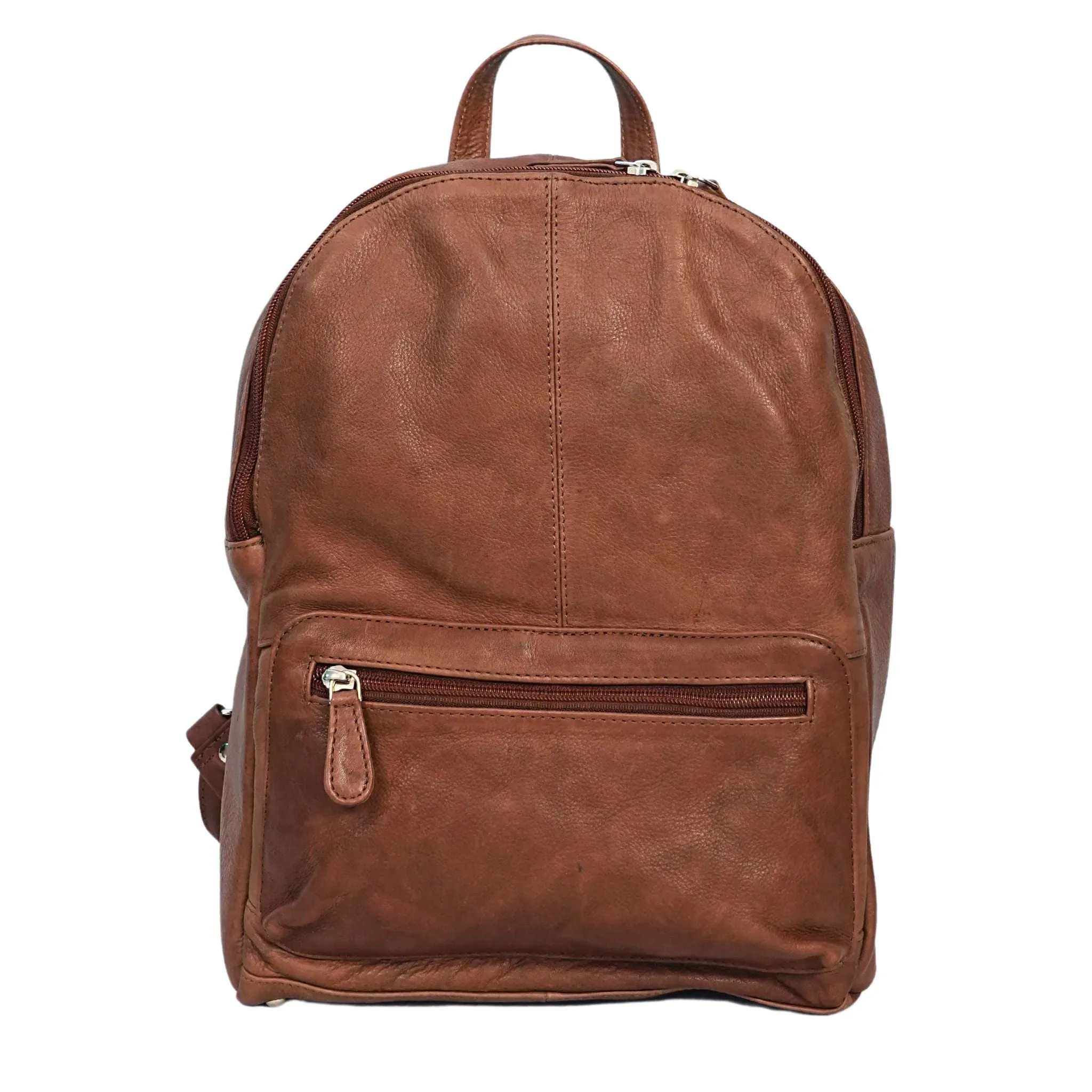 Sleek Zippered Leather Backpack - WL833