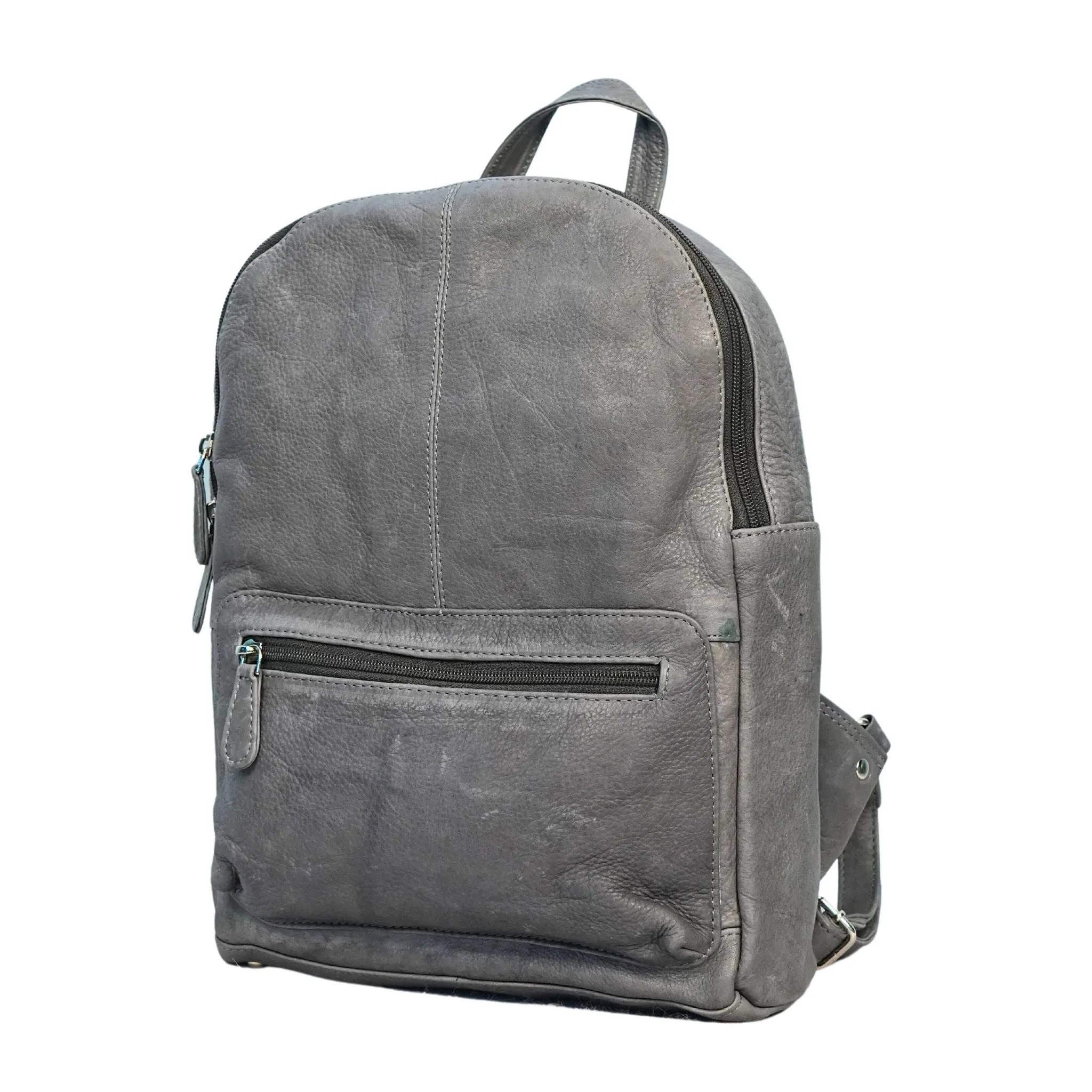 Sleek Zippered Leather Backpack - WL833
