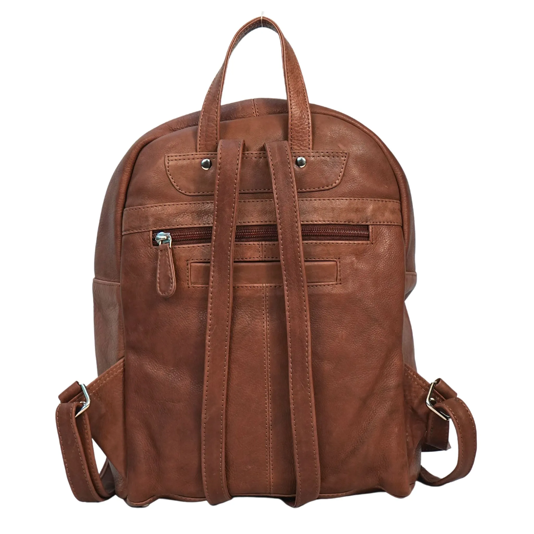 Sleek Zippered Leather Backpack - WL833