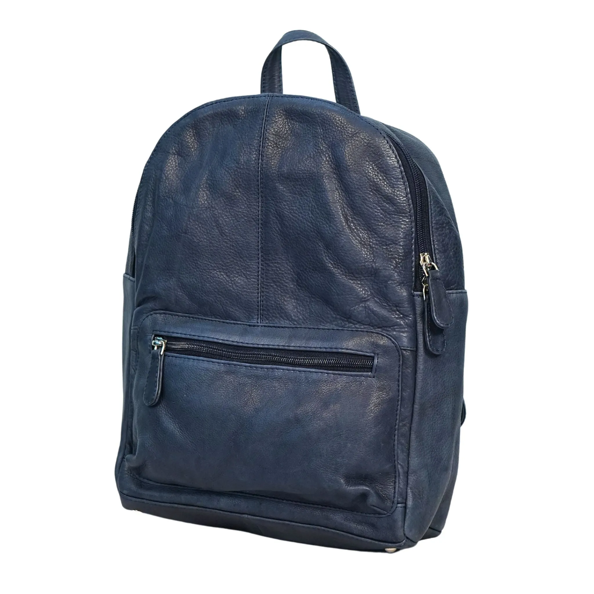 Sleek Zippered Leather Backpack - WL833