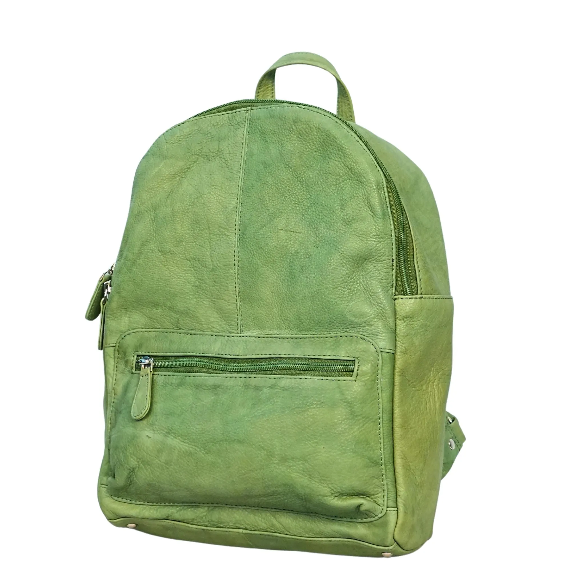 Sleek Zippered Leather Backpack - WL833