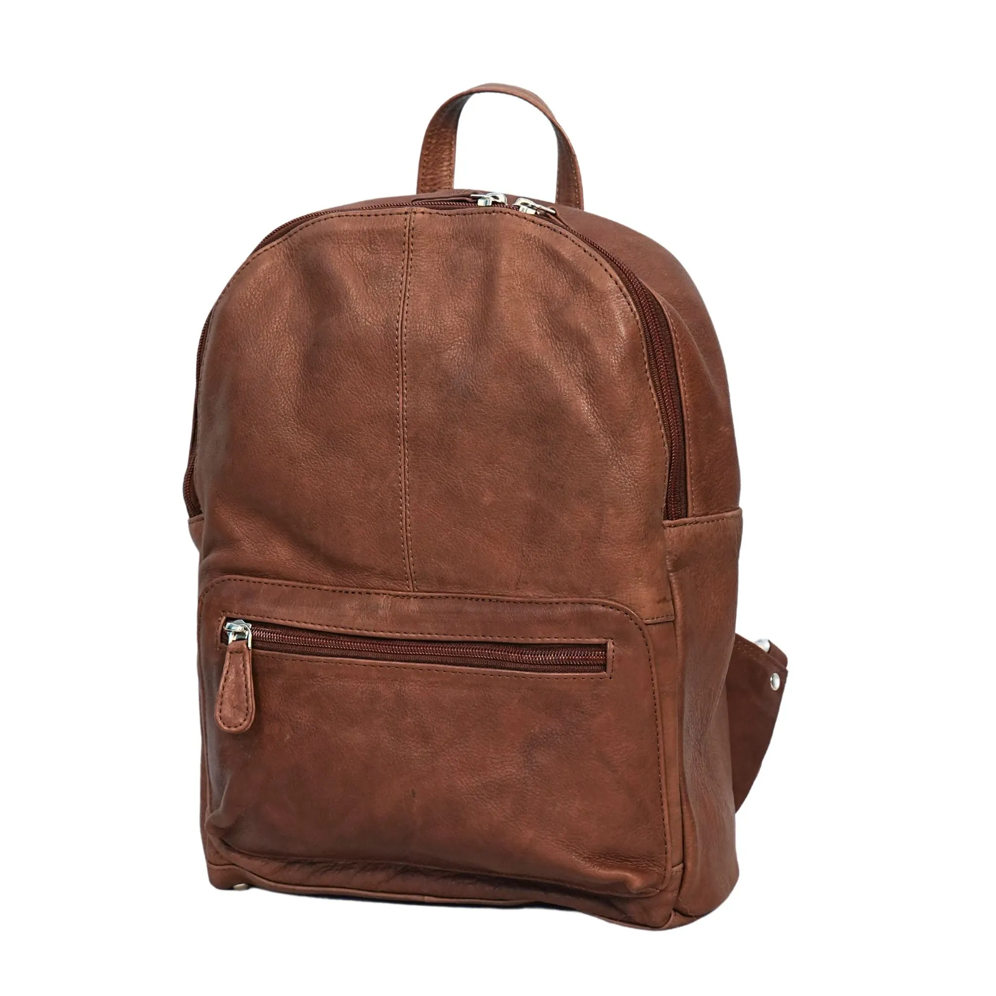 Sleek Zippered Leather Backpack - WL833
