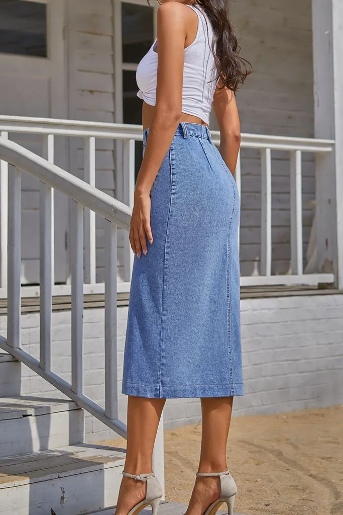 Slit Denim Skirt