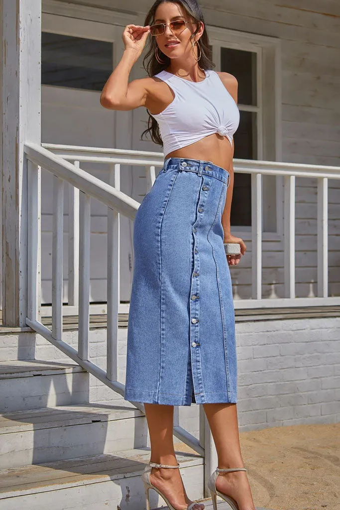 Slit Denim Skirt