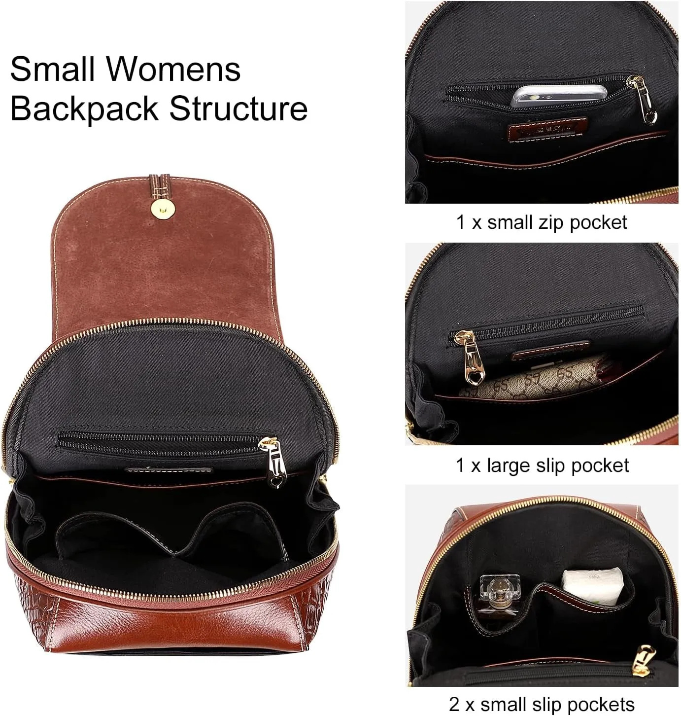 Small Crocodile Leather Backpacks Purse for Women Casual Backpack Fashion Bag