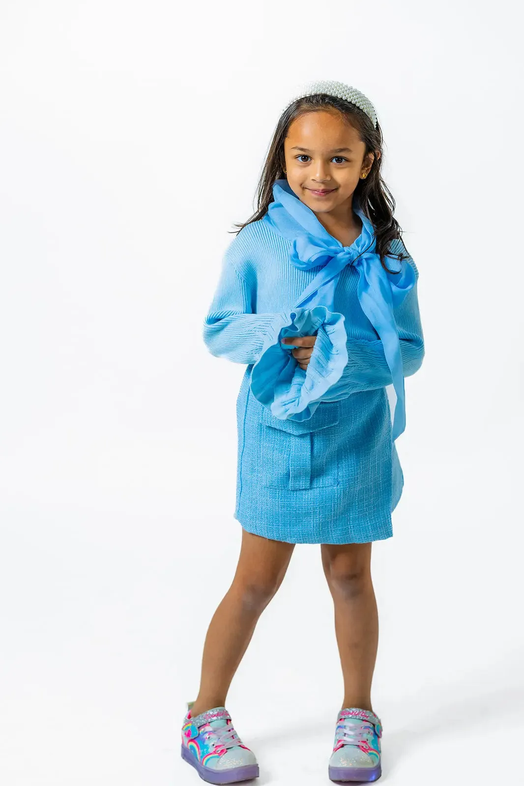Soft Blue Plaid Girls Winter Blouse – Perfect winter
