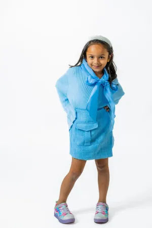 Soft Blue Plaid Girls Winter Blouse – Perfect winter