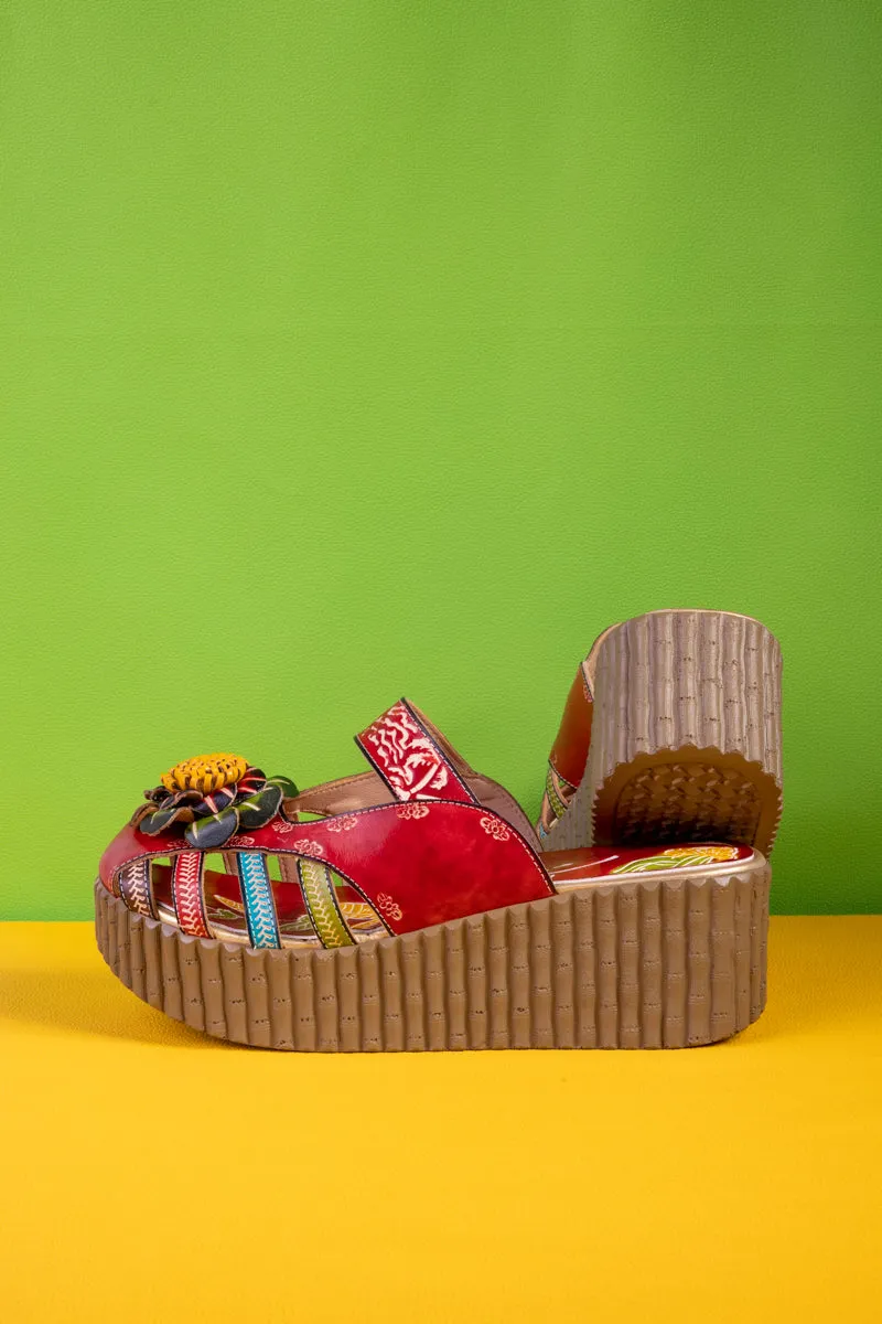 Solanah Floral Embossed Leather Platform Clog