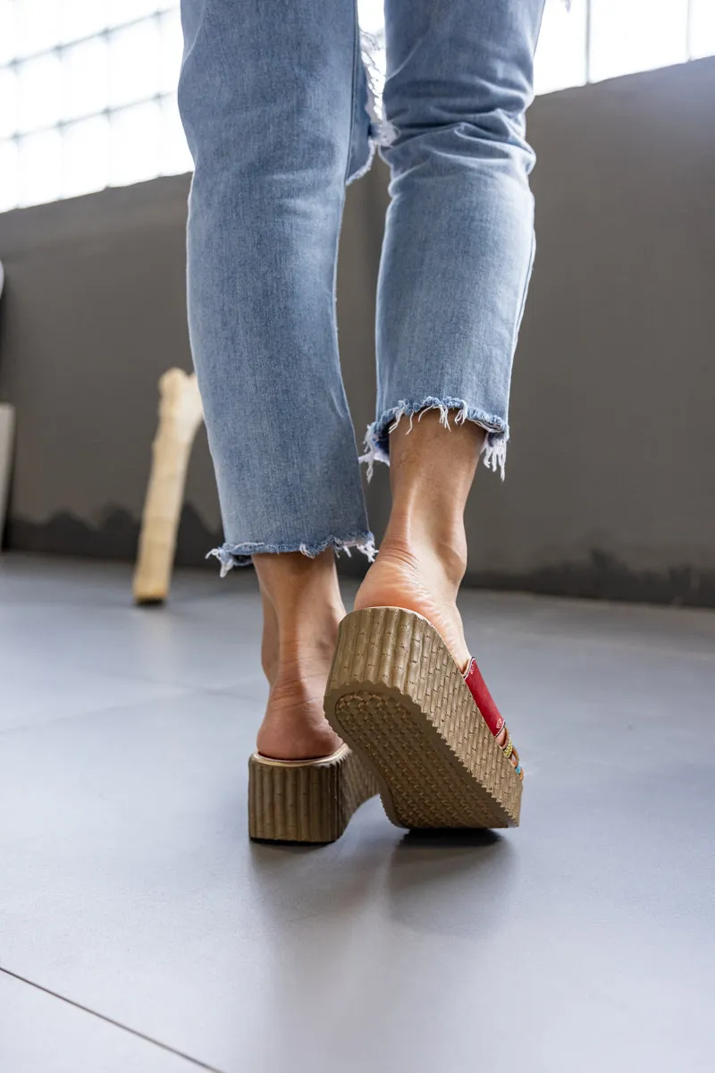 Solanah Floral Embossed Leather Platform Clog