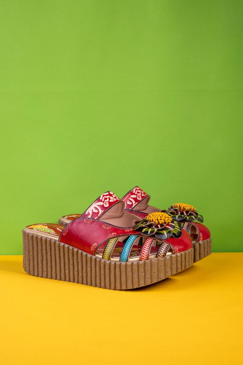 Solanah Floral Embossed Leather Platform Clog