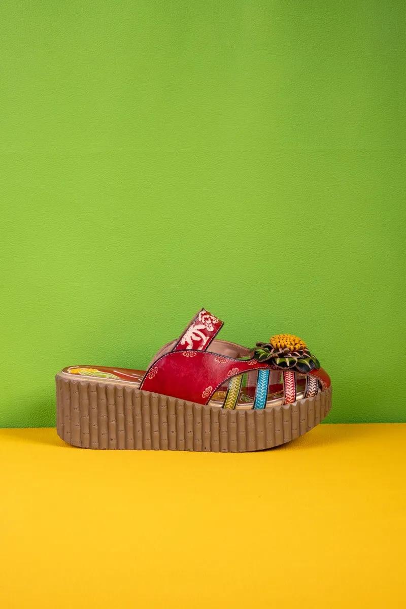 Solanah Floral Embossed Leather Platform Clog