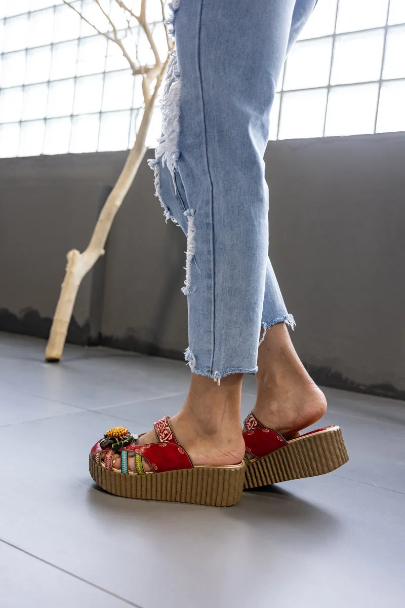 Solanah Floral Embossed Leather Platform Clog