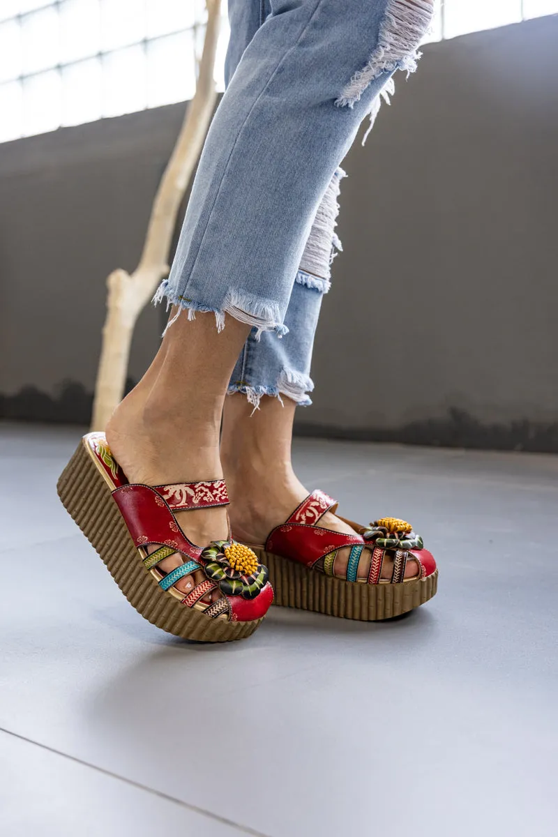 Solanah Floral Embossed Leather Platform Clog