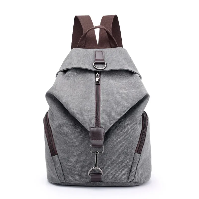 Solid Color Canvas Backpack