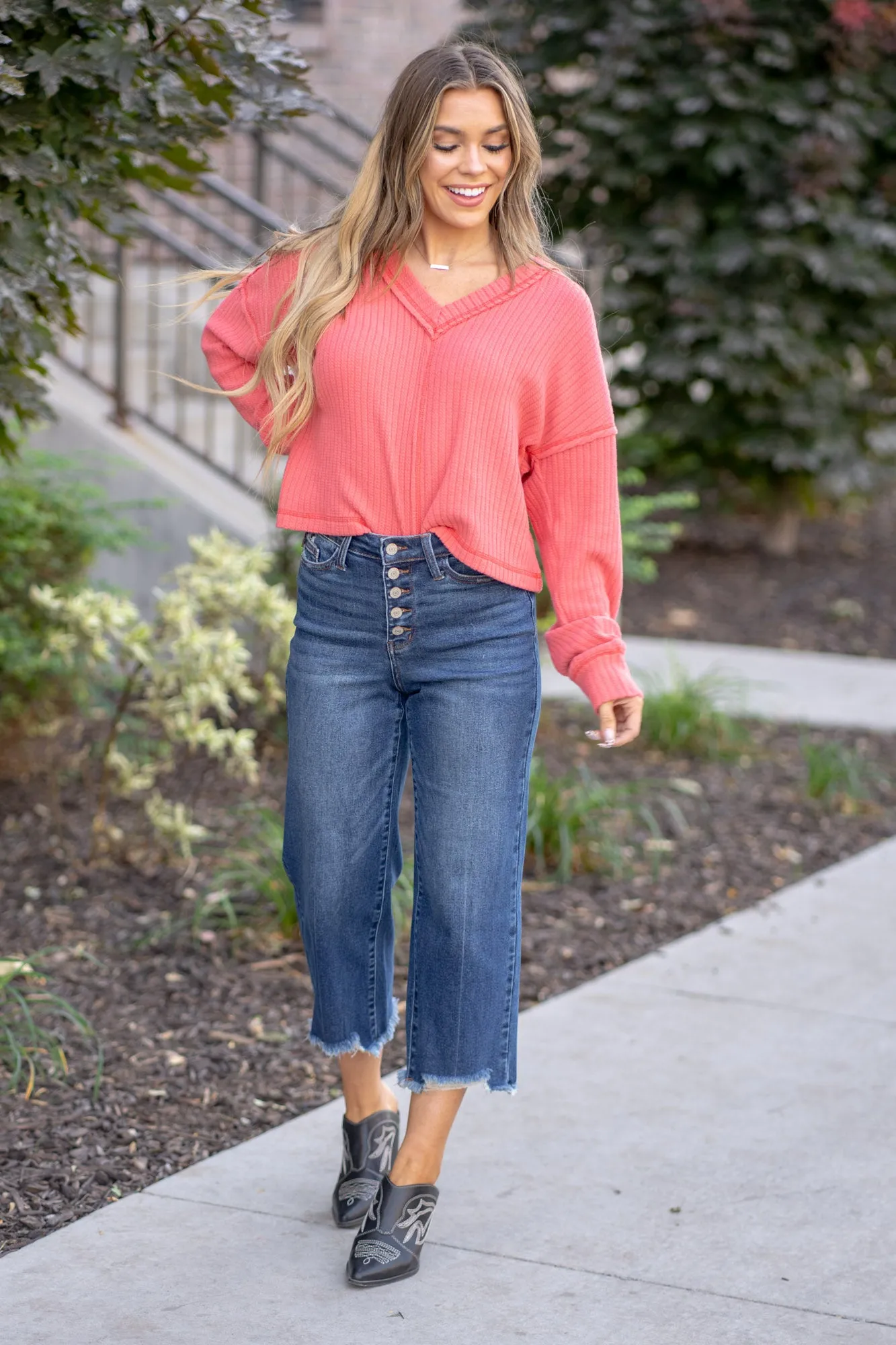 Sophia High Rise Button Fly Crop Wide Leg Regular & Plus Sizes