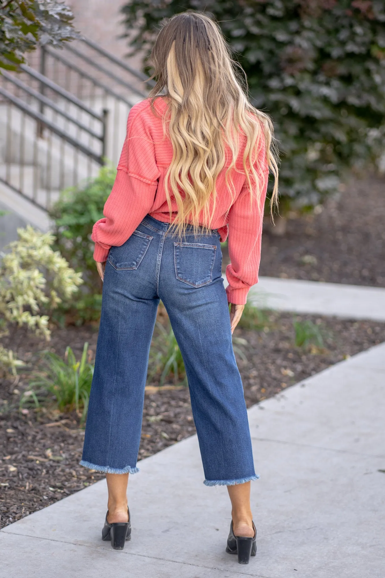 Sophia High Rise Button Fly Crop Wide Leg Regular & Plus Sizes