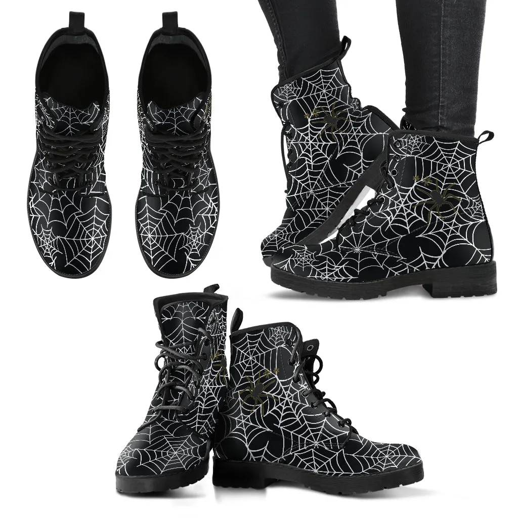 Spiderwebs Vegan Leather Boots Mens Womens