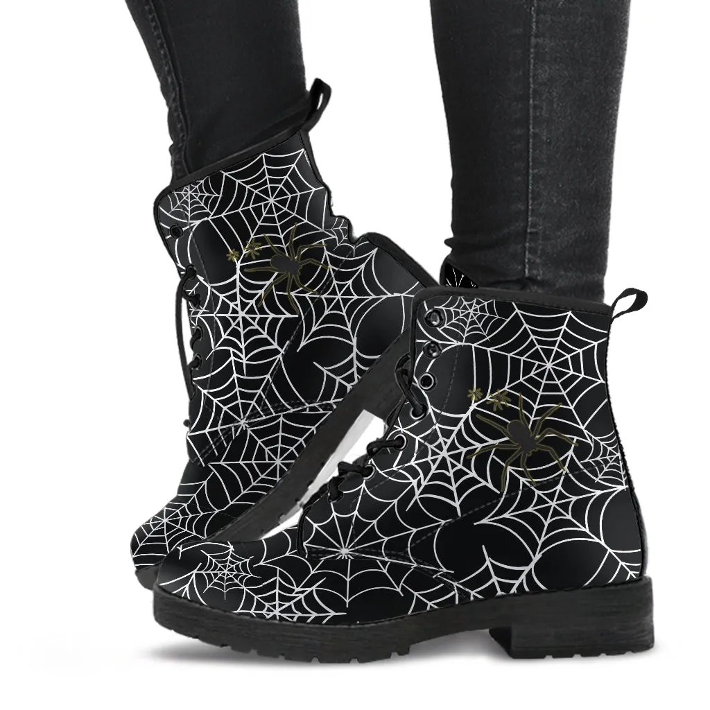 Spiderwebs Vegan Leather Boots Mens Womens