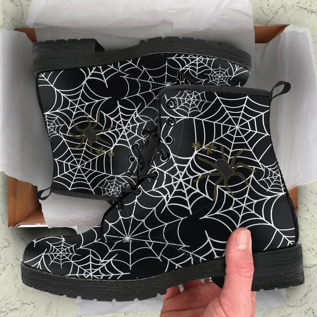 Spiderwebs Vegan Leather Boots Mens Womens