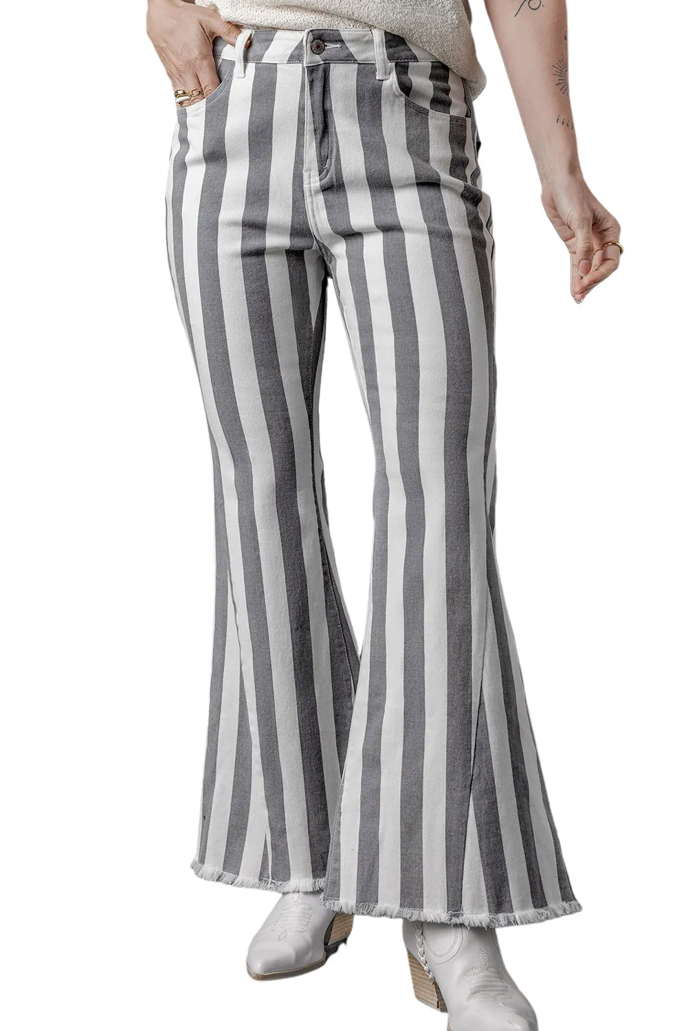 Star Embellished Western Flare Jeans