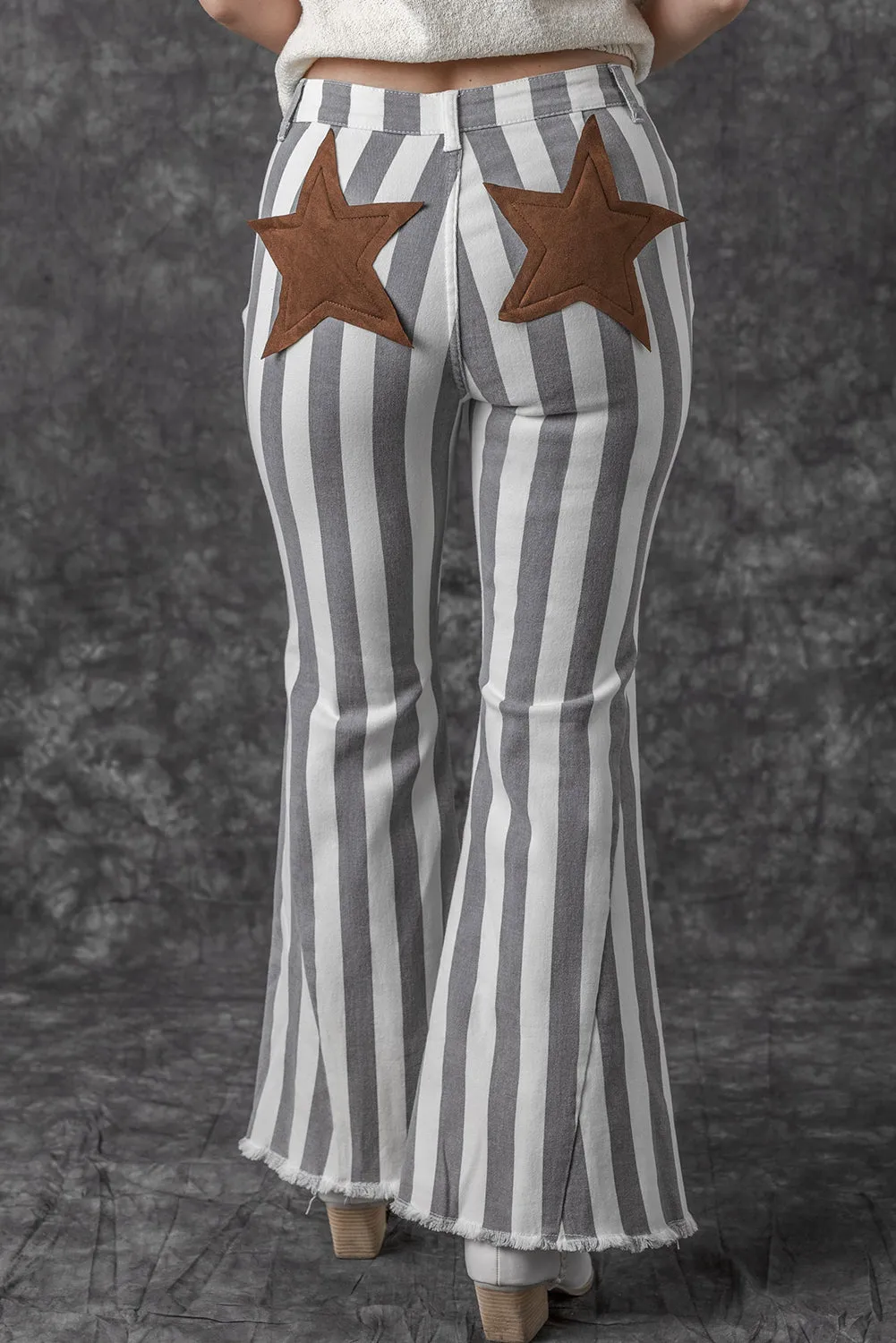 Star Embellished Western Flare Jeans