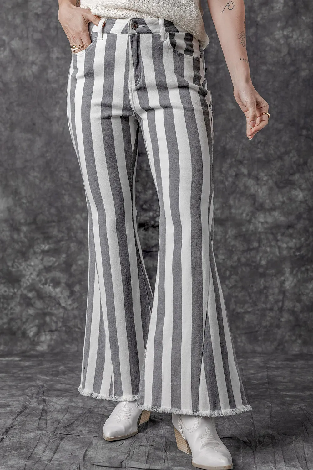Star Embellished Western Flare Jeans