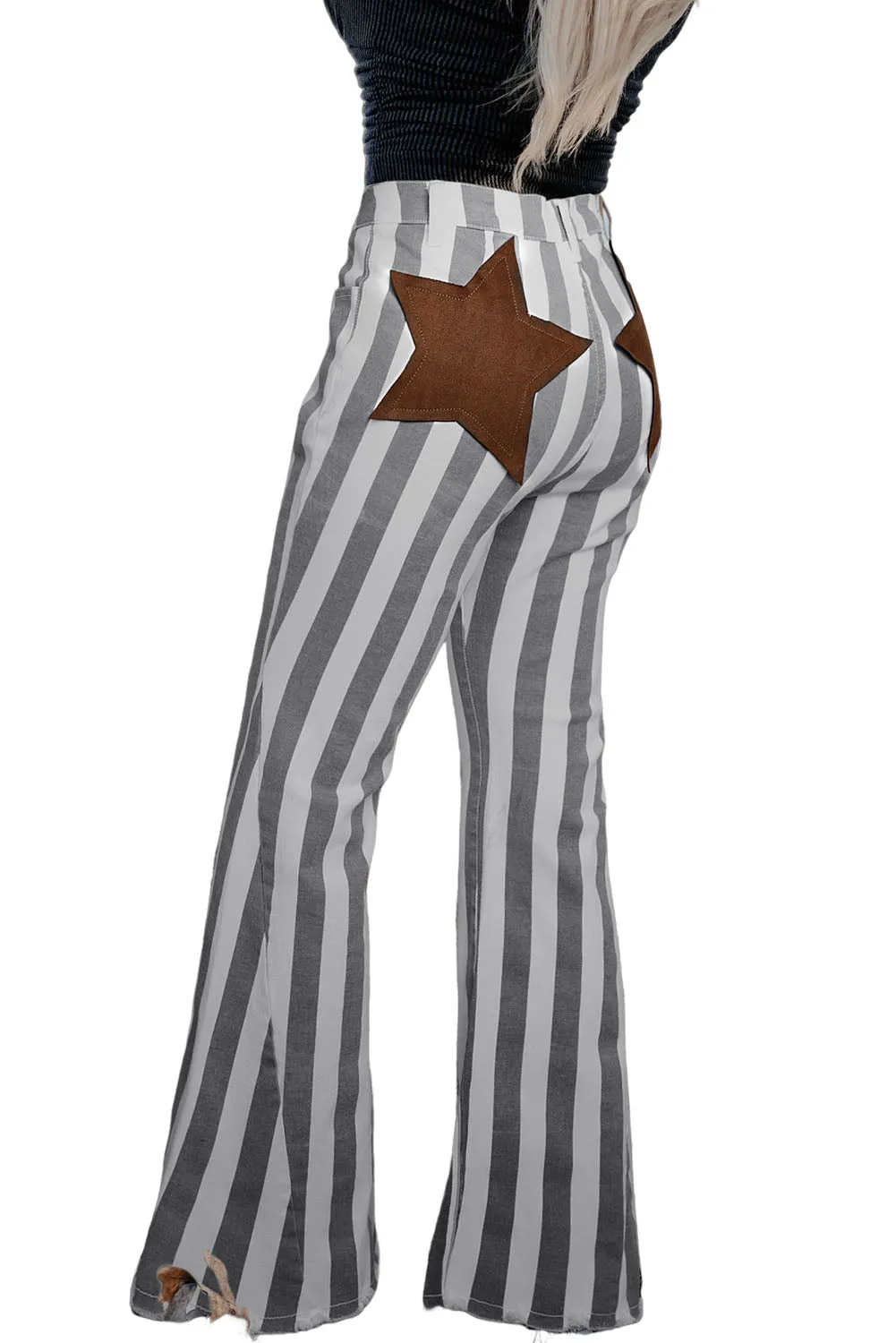 Star Embellished Western Flare Jeans