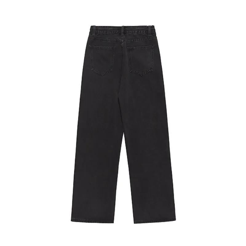Street Drawstring Wide-Leg Jeans