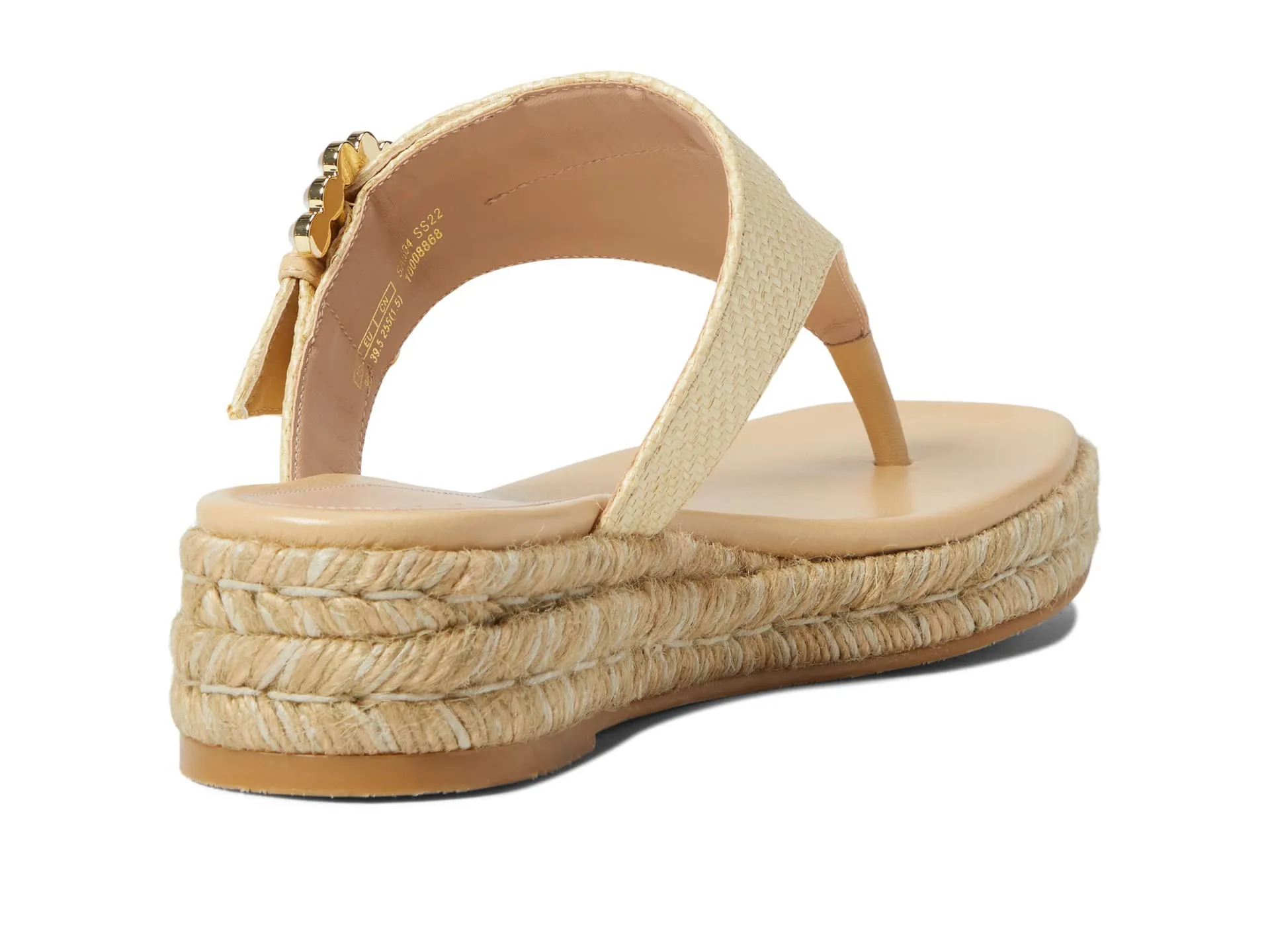 Stuart Weitzman Pearl Buckle Espadrille Sandal Wheat 6 M