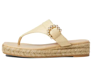 Stuart Weitzman Pearl Buckle Espadrille Sandal Wheat 6 M