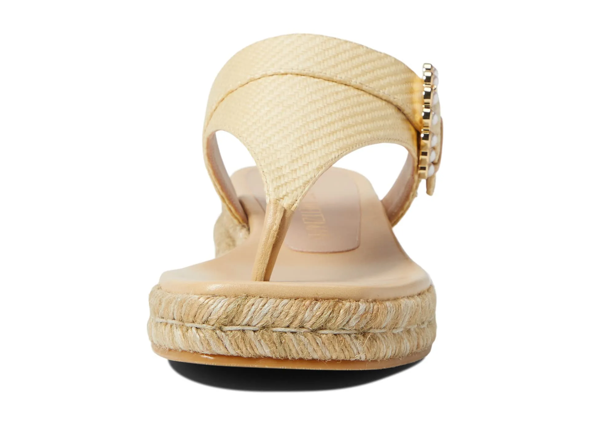 Stuart Weitzman Pearl Buckle Espadrille Sandal Wheat 6 M