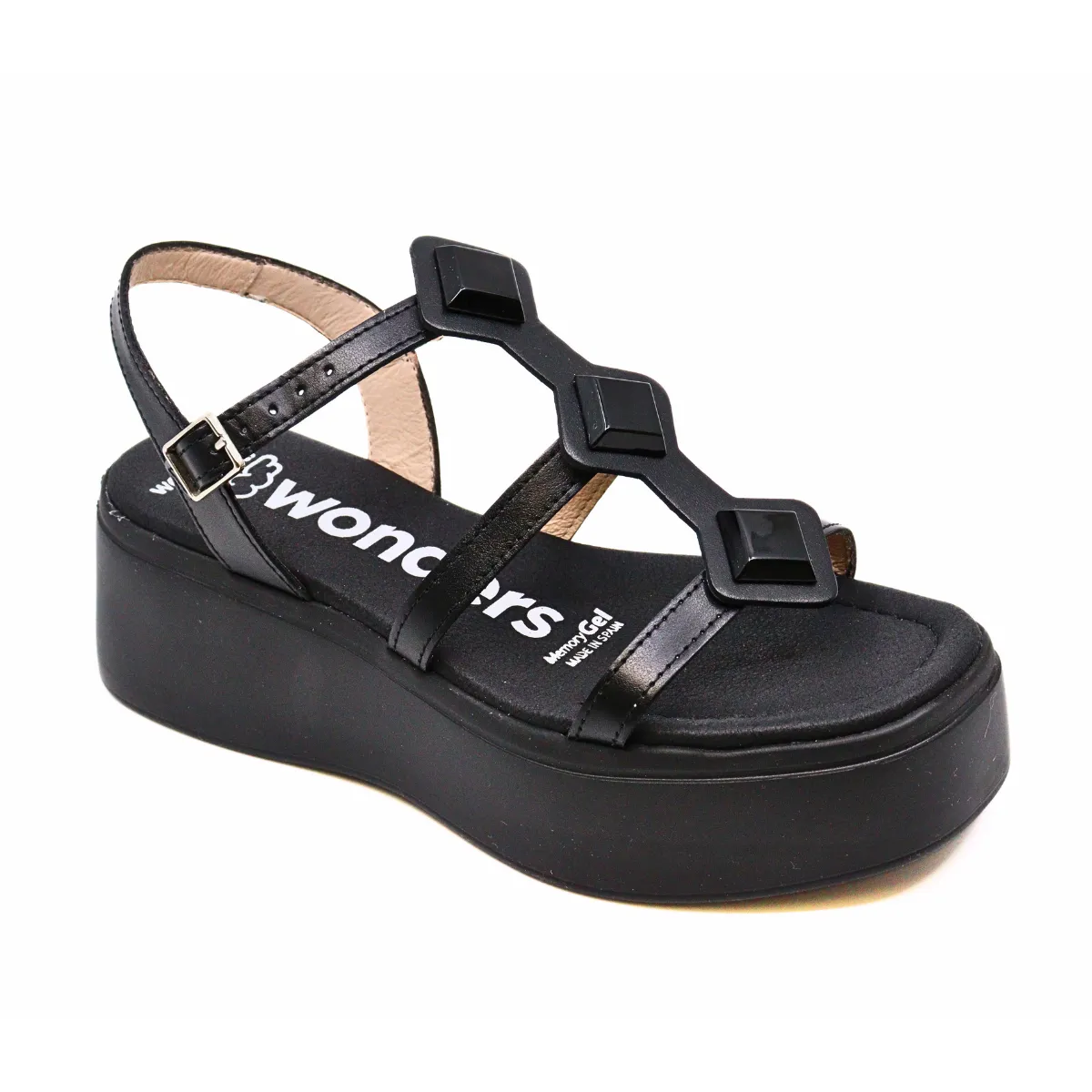 Studded Strappy Platform Black