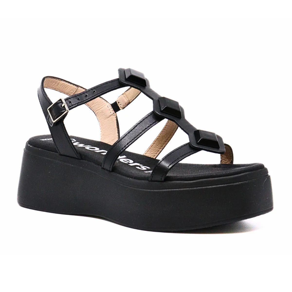 Studded Strappy Platform Black