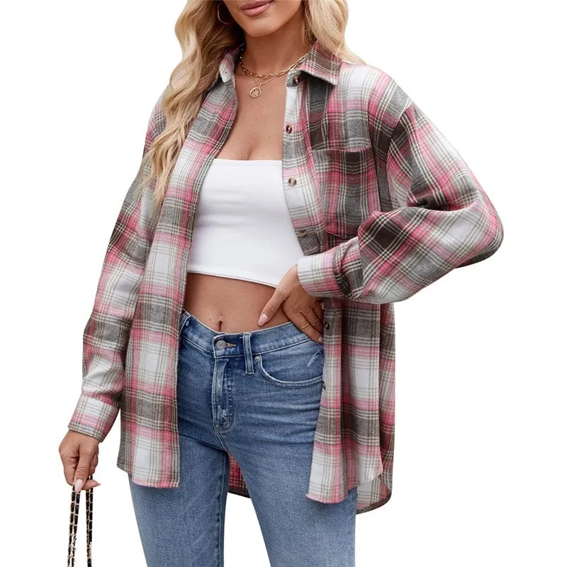 Stylish Relaxed Fit Plaid Shirt For Casual Wear
