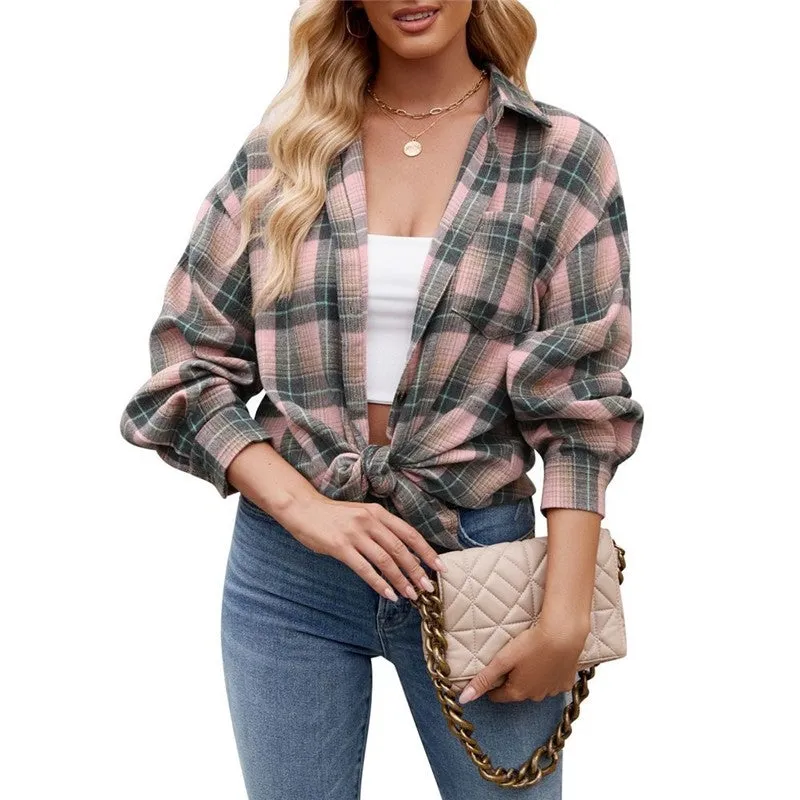 Stylish Relaxed Fit Plaid Shirt For Casual Wear