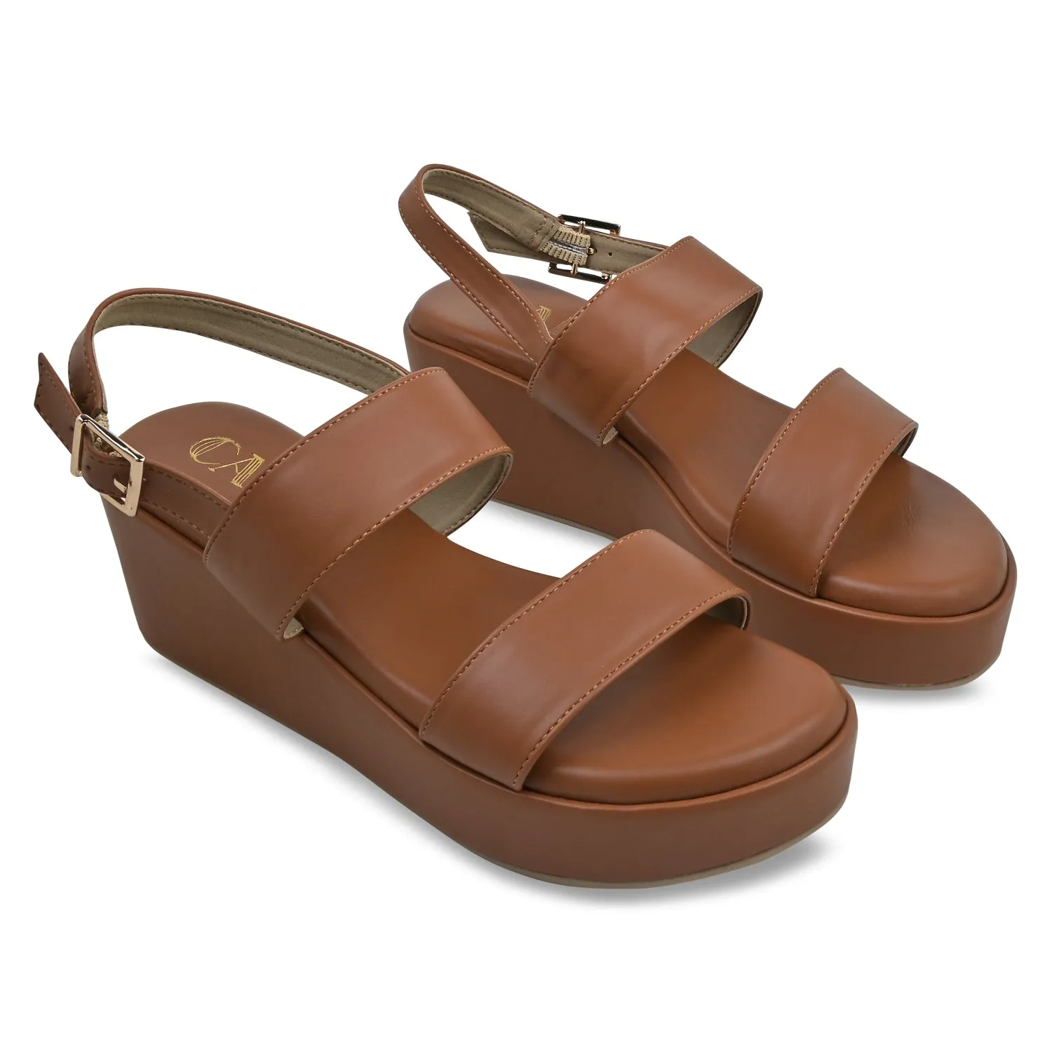 Tan Strap Platforms