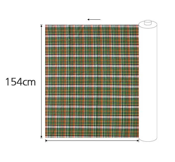 Tartan Checkered Cotton Fabric, Green Orange, Yarn Dyed Fabric, Wide Width, Quality Korean Fabric - By the Yard /56921